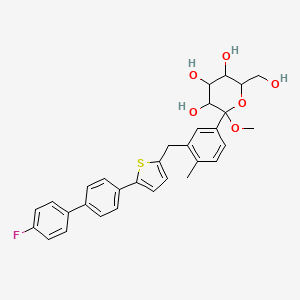 molecular formula C31H31FO6S B8091331 2-(3-((5-(4'-fluoro-[1,1'-biphenyl]-4-yl)thiophen-2-yl)methyl)-4-methylphenyl)-6-(hydroxymethyl)-2-methoxytetrahydro-2H-pyran-3,4,5-triol 