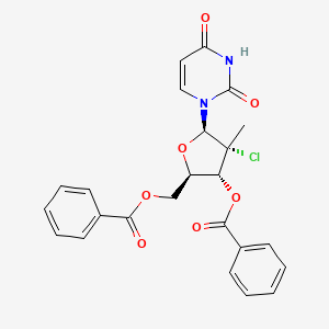 molecular formula C24H21ClN2O7 B8091347 ((2R,3R,4R,5R)-3-(benzoyloxy)-4-chloro-5-(2,4-dioxo-3,4-dihydropyrimidin-1(2H)-yl)-4-methyltetrahydrofuran-2-yl)methyl benzoate CAS No. 1496551-71-3
