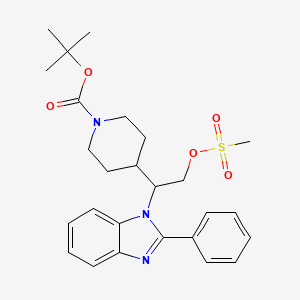 molecular formula C26H33N3O5S B8091355 tert-butyl 4-(2-((methylsulfonyl)oxy)-1-(2-phenyl-1H-benzo[d]imidazol-1-yl)ethyl)piperidine-1-carboxylate 