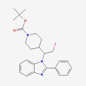 molecular formula C25H30IN3O2 B8091357 tert-butyl 4-(2-iodo-1-(2-phenyl-1H-benzo[d]imidazol-1-yl)ethyl)piperidine-1-carboxylate 