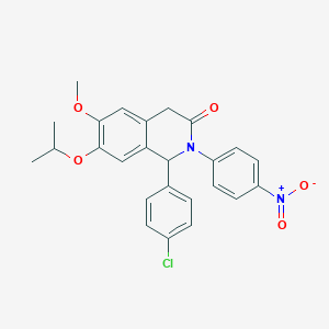 molecular formula C25H23ClN2O5 B8091363 1-(4-chlorophenyl)-7-isopropoxy-6-methoxy-2-(4-nitrophenyl)-1,2-dihydroisoquinolin-3(4H)-one 
