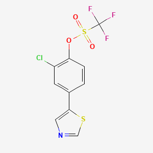 molecular formula C10H5ClF3NO3S2 B8091372 2-Chloro-4-(thiazol-5-yl)phenyl trifluoromethanesulfonate 