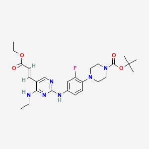 molecular formula C26H35FN6O4 B8091386 (E)-tert-butyl 4-(4-((5-(3-ethoxy-3-oxoprop-1-en-1-yl)-4-(ethylamino)pyrimidin-2-yl)amino)-2-fluorophenyl)piperazine-1-carboxylate 