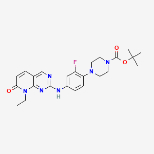 molecular formula C24H29FN6O3 B8091387 Tert-butyl 4-(4-((8-ethyl-7-oxo-7,8-dihydropyrido[2,3-d]pyrimidin-2-yl)amino)-2-fluorophenyl)piperazine-1-carboxylate 