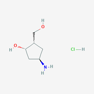 molecular formula C6H14ClNO2 B8091435 (1S,2S,4R)-4-amino-2-(hydroxymethyl)cyclopentanol hydrochloride 