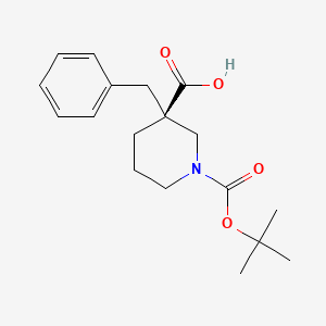 molecular formula C18H25NO4 B8091441 (S)-3-benzyl-1-(tert-Butoxycarbonyl)piperidine-3-carboxylic acid 