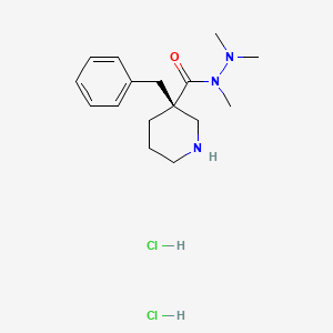 molecular formula C16H27Cl2N3O B8091448 (R)-3-benzyl-N,N',N'-trimethylpiperidine-3-carbohydrazide dihydrochloride 