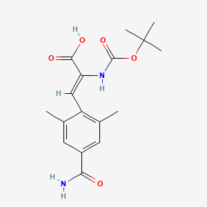 molecular formula C17H22N2O5 B8091485 (Z)-2-((tert-butoxycarbonyl)amino)-3-(4-carbamoyl-2,6-dimethylphenyl)acrylic acid 