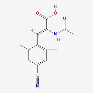 molecular formula C14H14N2O3 B8091489 (Z)-2-acetamido-3-(4-cyano-2,6-dimethylphenyl)acrylic acid 