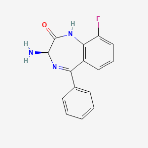 molecular formula C15H12FN3O B8091504 (R)-3-amino-9-fluoro-5-phenyl-1H-benzo[e][1,4]diazepin-2(3H)-one 