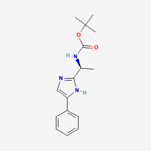 molecular formula C16H21N3O2 B8091547 (S)-tert-butyl (1-(4-phenyl-1H-imidazol-2-yl)ethyl)carbamate 