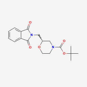 molecular formula C18H22N2O5 B8091589 (R)-tert-butyl 2-((1,3-dioxoisoindolin-2-yl)methyl)morpholine-4-carboxylate 