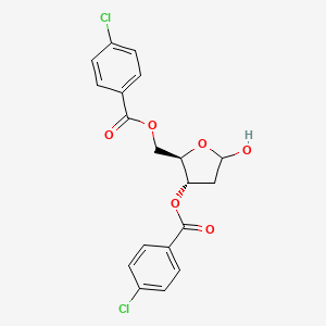 molecular formula C19H16Cl2O6 B8091598 ((2R,3S)-3-((4-chlorobenzoyl)oxy)-5-hydroxytetrahydrofuran-2-yl)methyl 4-chlorobenzoate 