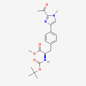molecular formula C21H27N3O5 B8091606 (R)-methyl 3-(4-(2-acetyl-1-methyl-1H-imidazol-4-yl)phenyl)-2-((tert-butoxycarbonyl)amino)propanoate 