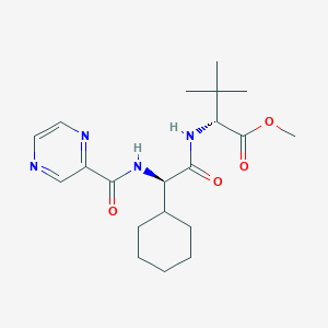 molecular formula C20H30N4O4 B8091648 (R)-methyl 2-((R)-2-cyclohexyl-2-(pyrazine-2-carboxamido)acetamido)-3,3-dimethylbutanoate 
