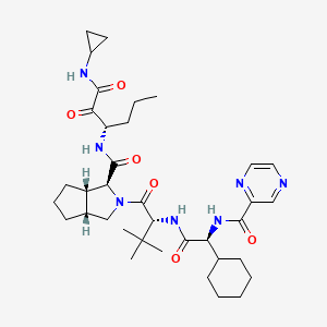 molecular formula C36H53N7O6 B8091654 (1S,3aR,6aS)-2-((R)-2-((S)-2-cyclohexyl-2-(pyrazine-2-carboxamido)acetamido)-3,3-dimethylbutanoyl)-N-((S)-1-(cyclopropylamino)-1,2-dioxohexan-3-yl)octahydrocyclopenta[c]pyrrole-1-carboxamide 