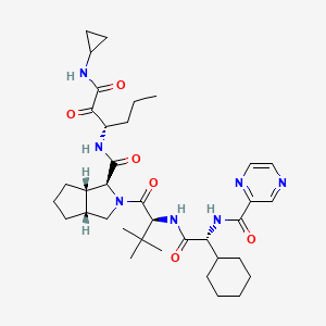molecular formula C36H53N7O6 B8091659 (1S,3aR,6aS)-2-((S)-2-((R)-2-cyclohexyl-2-(pyrazine-2-carboxamido)acetamido)-3,3-dimethylbutanoyl)-N-((S)-1-(cyclopropylamino)-1,2-dioxohexan-3-yl)octahydrocyclopenta[c]pyrrole-1-carboxamide 