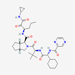molecular formula C36H53N7O6 B8091660 (1S,3aR,6aS)-2-((S)-2-((R)-2-cyclohexyl-2-(pyrazine-2-carboxamido)acetamido)-3,3-dimethylbutanoyl)-N-((R)-1-(cyclopropylamino)-1,2-dioxohexan-3-yl)octahydrocyclopenta[c]pyrrole-1-carboxamide 