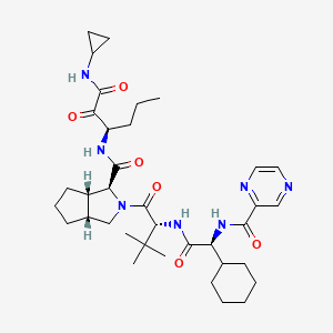 molecular formula C36H53N7O6 B8091667 (1S,3aR,6aS)-2-((R)-2-((S)-2-cyclohexyl-2-(pyrazine-2-carboxamido)acetamido)-3,3-dimethylbutanoyl)-N-((R)-1-(cyclopropylamino)-1,2-dioxohexan-3-yl)octahydrocyclopenta[c]pyrrole-1-carboxamide 