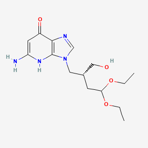 molecular formula C15H24N4O4 B8091691 (R)-5-amino-3-(4,4-diethoxy-2-(hydroxymethyl)butyl)-3H-imidazo[4,5-b]pyridin-7-ol 
