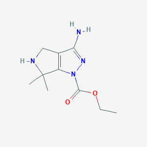 molecular formula C10H16N4O2 B8091698 ethyl 3-amino-6,6-dimethyl-5,6-dihydropyrrolo[3,4-c]pyrazole-1(4H)-carboxylate 