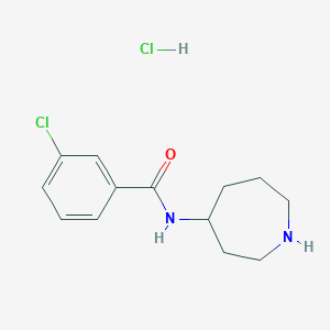molecular formula C13H18Cl2N2O B8091707 N-(azepan-4-yl)-3-chlorobenzamide hydrochloride 