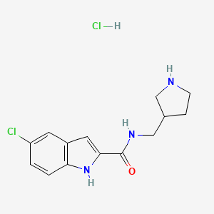 molecular formula C14H17Cl2N3O B8091715 5-chloro-N-(pyrrolidin-3-ylmethyl)-1H-indole-2-carboxamide hydrochloride 