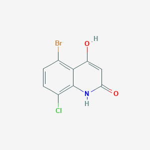 molecular formula C9H5BrClNO2 B8091723 5-Bromo-8-chloro-2-hydroxyquinolin-4(1H)-one 