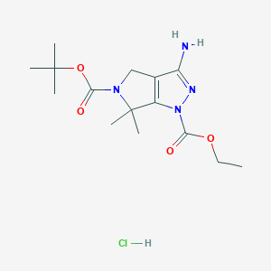molecular formula C15H25ClN4O4 B8091731 5-(tert-Butyl) 1-ethyl 3-amino-6,6-dimethyl-4,6-dihydropyrrolo[3,4-c]pyrazole-1,5-dicarboxylate hydrochloride 