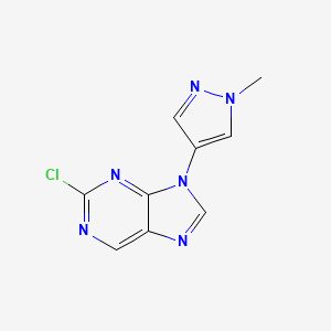 molecular formula C9H7ClN6 B8091745 2-chloro-9-(1-methyl-1H-pyrazol-4-yl)-9H-purine 