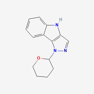 molecular formula C14H15N3O B8091758 1-(tetrahydro-2H-pyran-2-yl)-1,4-dihydropyrazolo[4,3-b]indole 