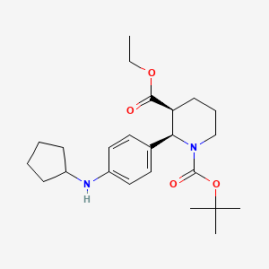molecular formula C24H36N2O4 B8091763 (2R,3S)-1-tert-butyl 3-ethyl 2-(4-(cyclopentylamino)phenyl)piperidine-1,3-dicarboxylate 