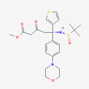 molecular formula C24H32N2O5S2 B8091772 (S)-methyl 5-((S)-1,1-dimethylethylsulfinamido)-5-(4-morpholinophenyl)-3-oxo-5-(thiophen-3-yl)pentanoate 