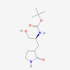 molecular formula C12H22N2O4 B8091793 tert-butyl ((2S)-1-hydroxy-3-(2-oxopyrrolidin-3-yl)propan-2-yl)carbamate 