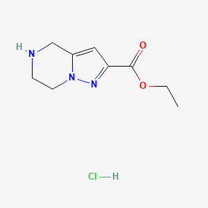 molecular formula C9H14ClN3O2 B8091803 Ethyl 4,5,6,7-tetrahydropyrazolo[1,5-a]pyrazine-2-carboxylate hydrochloride 