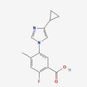 molecular formula C14H13FN2O2 B8091835 5-(4-环丙基-1H-咪唑-1-基)-2-氟-4-甲基苯甲酸 