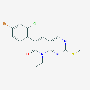 molecular formula C16H13BrClN3OS B8091842 6-(4-Bromo-2-chlorophenyl)-8-ethyl-2-methylsulfanylpyrido[2,3-d]pyrimidin-7-one 