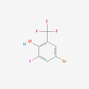 molecular formula C7H3BrF3IO B8091844 4-Bromo-2-iodo-6-(trifluoromethyl)phenol 