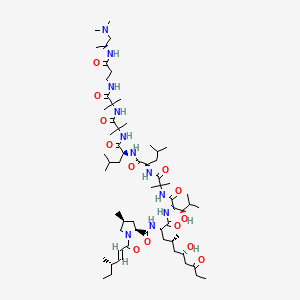 (2S,4S)-N-[(2S,4S,6S)-1-[[(2S,3R)-1-[[1-[[(2S)-1-[[(2S)-1-[[1-[[1-[[3-[[(2S)-1-(dimethylamino)propan-2-yl]amino]-3-oxopropyl]amino]-2-methyl-1-oxopropan-2-yl]amino]-2-methyl-1-oxopropan-2-yl]amino]-4-methyl-1-oxopentan-2-yl]amino]-4-methyl-1-oxopentan-2-yl]amino]-2-methyl-1-oxopropan-2-yl]amino]-3-hydroxy-4-methyl-1-oxopentan-2-yl]amino]-6-hydroxy-4-methyl-1,8-dioxodecan-2-yl]-4-methyl-1-[(E,4S)-4-methylhex-2-enoyl]pyrrolidine-2-carboxamide