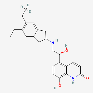 molecular formula C24H28N2O3 B8091949 5-[(1R)-2-[[5-ethyl-6-(2,2,2-trideuterioethyl)-2,3-dihydro-1H-inden-2-yl]amino]-1-hydroxyethyl]-8-hydroxy-1H-quinolin-2-one 