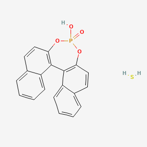 molecular formula C20H15O4PS B8091975 13-Hydroxy-12,14-dioxa-13lambda5-phosphapentacyclo[13.8.0.02,11.03,8.018,23]tricosa-1(15),2(11),3,5,7,9,16,18,20,22-decaene 13-oxide;sulfane 