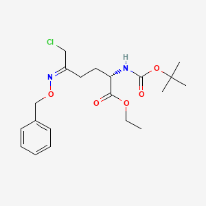 molecular formula C20H29ClN2O5 B8091982 ethyl (2S,5E)-6-chloro-2-[(2-methylpropan-2-yl)oxycarbonylamino]-5-phenylmethoxyiminohexanoate 