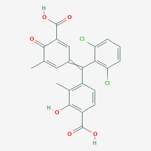 molecular formula C23H16Cl2O6 B080920 4-[(3-Carboxy-5-methyl-4-oxocyclohexa-2,5-dien-1-ylidene)-(2,6-dichlorophenyl)methyl]-2-hydroxy-3-methylbenzoic acid CAS No. 15012-28-9