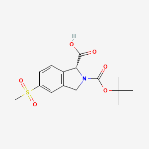 molecular formula C15H19NO6S B8092032 (R)-2-(tert-butoxycarbonyl)-5-(methylsulfonyl)isoindoline-1-carboxylic acid 