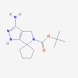molecular formula C14H22N4O2 B8092067 tert-Butyl 3'-amino-1',4'-dihydro-5'H-spiro[cyclopentane-1,6'-pyrrolo[3,4-c]pyrazole]-5'-carboxylate 