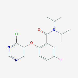 molecular formula C17H19ClFN3O2 B8092188 2-((4-Chloropyrimidin-5-yl)oxy)-5-fluoro-N,N-diisopropylbenzamide 