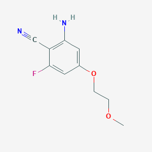 molecular formula C10H11FN2O2 B8092233 2-Amino-6-fluoro-4-(2-methoxyethoxy)benzonitrile 