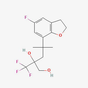 molecular formula C15H18F4O3 B8092254 4-(5-Fluoro-2,3-dihydrobenzofuran-7-yl)-4-methyl-2-(trifluoromethyl)pentane-1,2-diol 