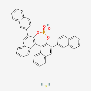 molecular formula C40H27O4PS B8092313 13-Hydroxy-10,16-dinaphthalen-2-yl-12,14-dioxa-13lambda5-phosphapentacyclo[13.8.0.02,11.03,8.018,23]tricosa-1(15),2(11),3,5,7,9,16,18,20,22-decaene 13-oxide;sulfane 