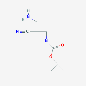 molecular formula C10H17N3O2 B8092317 Tert-butyl 3-(aminomethyl)-3-cyanoazetidine-1-carboxylate 
